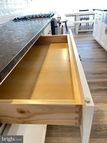 a view of a room with racks on the wall