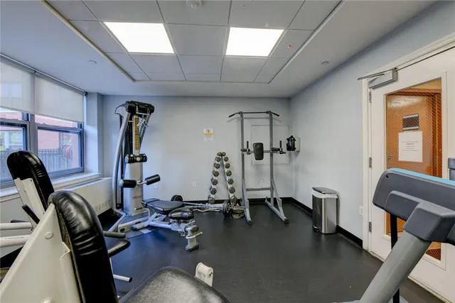 a view of a room with gym equipment