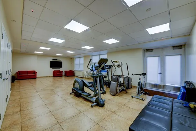a view of a room with gym equipment