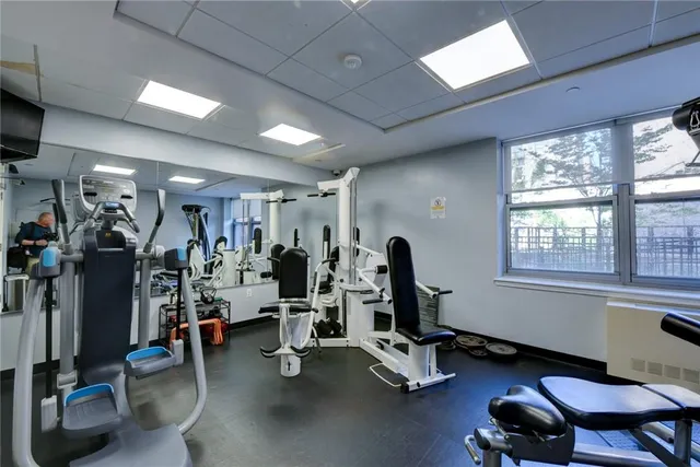 a view of a room with gym equipment