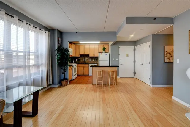 front view of a building with a street