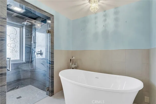 a bathroom with a bathtub