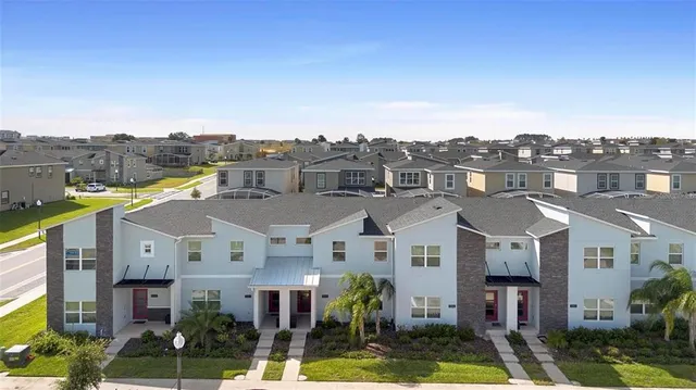 a city view with tall buildings