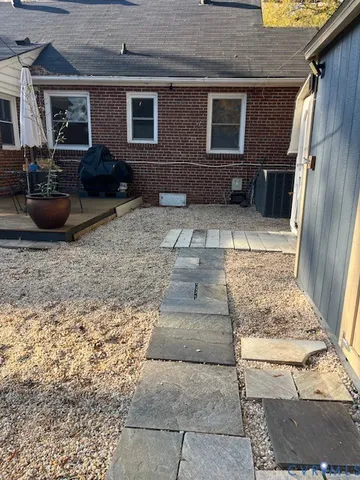 a front view of a house with patio