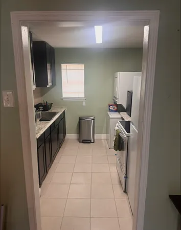 a storage room with a washer and dryer