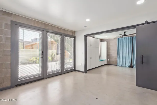 a view of a livingroom with a staircase