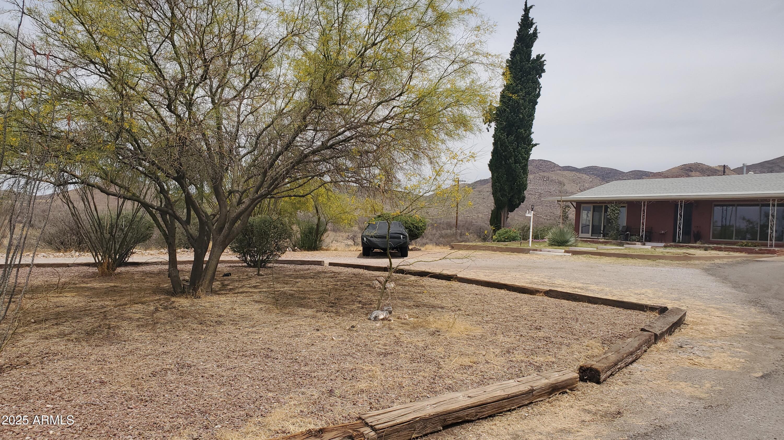 89 Pima Drive Bisbee, AZ 85603 - Photo 4 of 42 a backyard of a house with large trees and outdoor seating