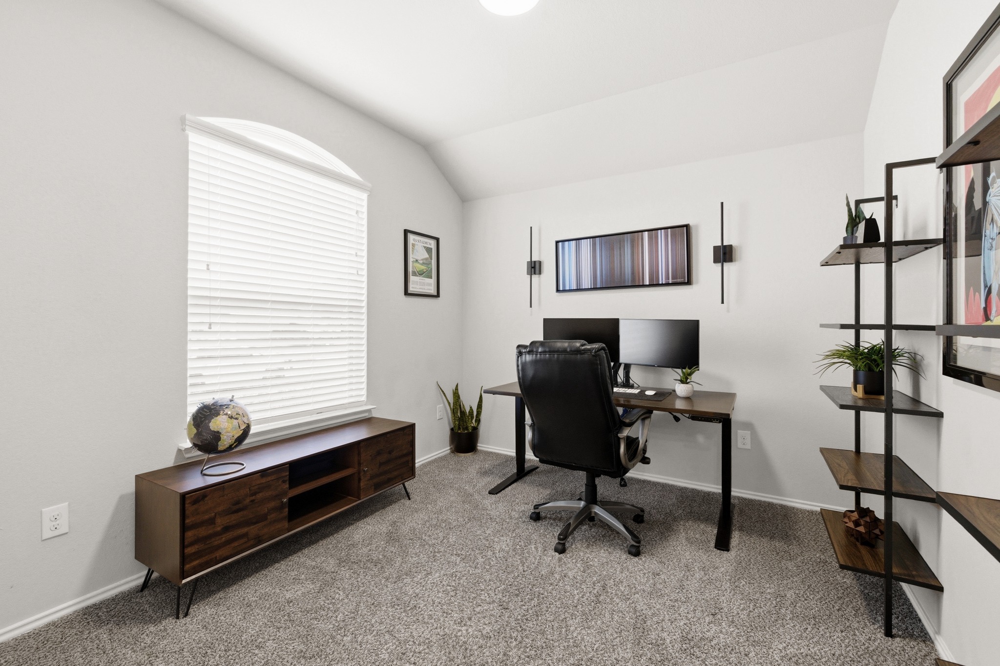 219 Noddy Road Buda, TX 78610 - Photo 7 of 31 Carpeted office featuring lofted ceiling and baseboards