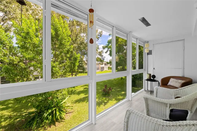 a living room with window