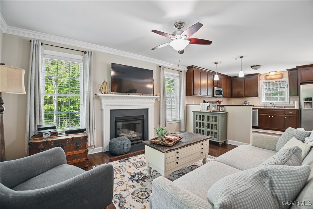 14609 Gatewood Road Dewitt, VA 23840 - Photo 5 of 25 Living room with ornamental molding, ceiling fan,