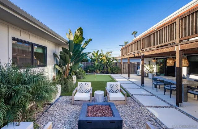 a view of a chairs and table in the patio