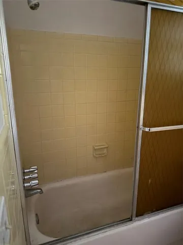 a bathroom with a bathtub