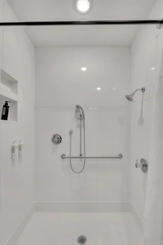 a bathroom with a shower