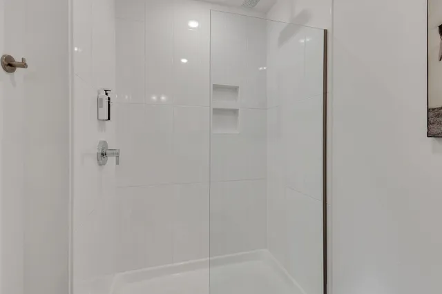 a bathroom with a bathtub