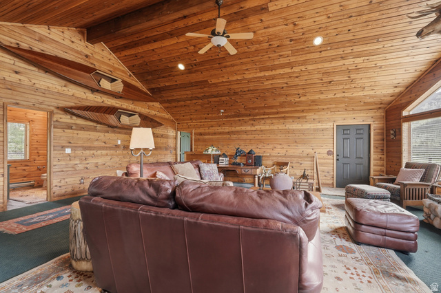 6 Beaver Springs Rancheros Oakley, UT 84055 - Photo 11 of 68 Vaulted wood-paneled ceilings with recessed lighting and ceiling fan