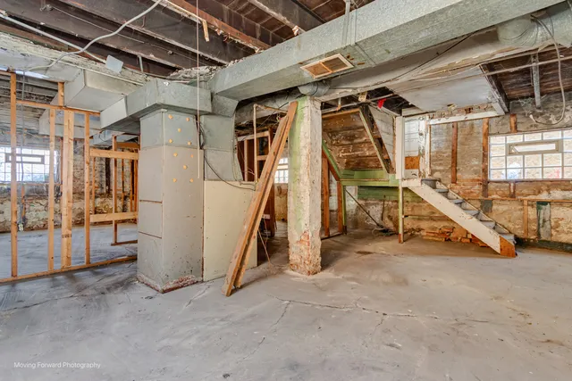 a view of a room with stairs