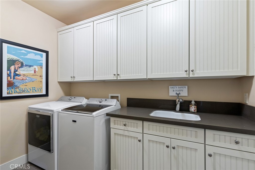 281 Main Street Morro Bay, CA 93442 - Photo 36 of 69 a kitchen with stainless steel appliances granite countertop white cabinets sink and dishwasher