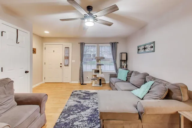 a living room with furniture and a couch