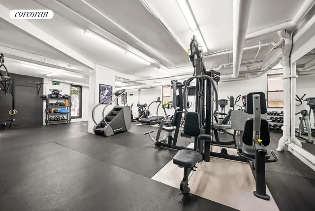 a view of a room with gym equipment