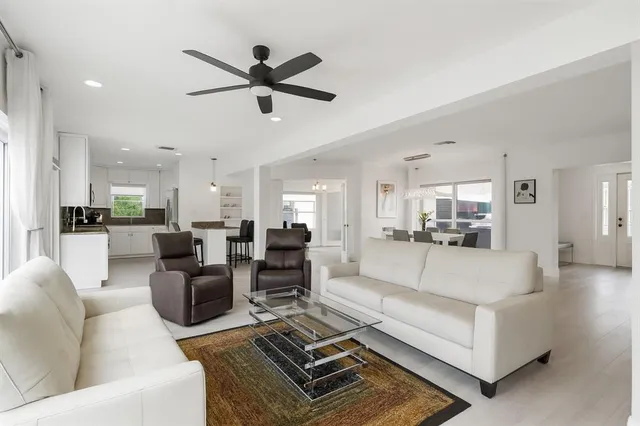 a living room with furniture