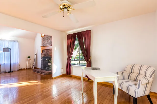 a view of lake with a yard