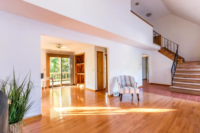a view of a house with wooden floor