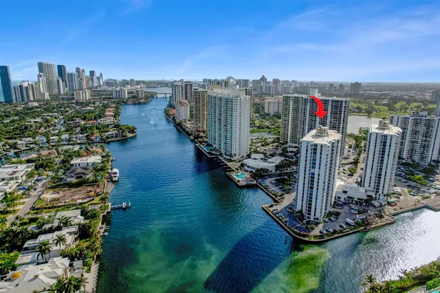 a view of a city with tall buildings