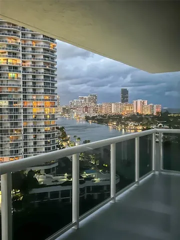 a view of a balcony with an outdoor space