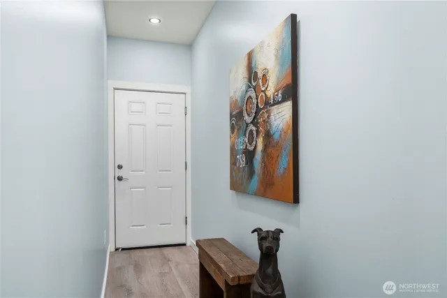 view of a room with a table and a chair