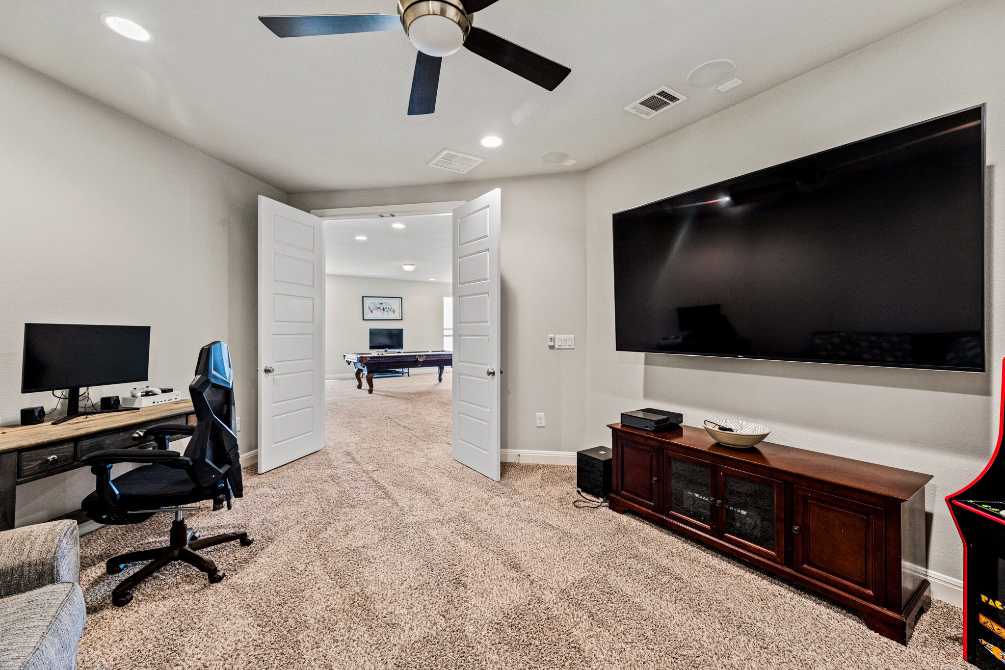 108 Redtail Lane Leander, TX 78641 - Photo 21 of 39 Media room just off of game room with 5 built in speakers for the ultimate music listening and movie watching room