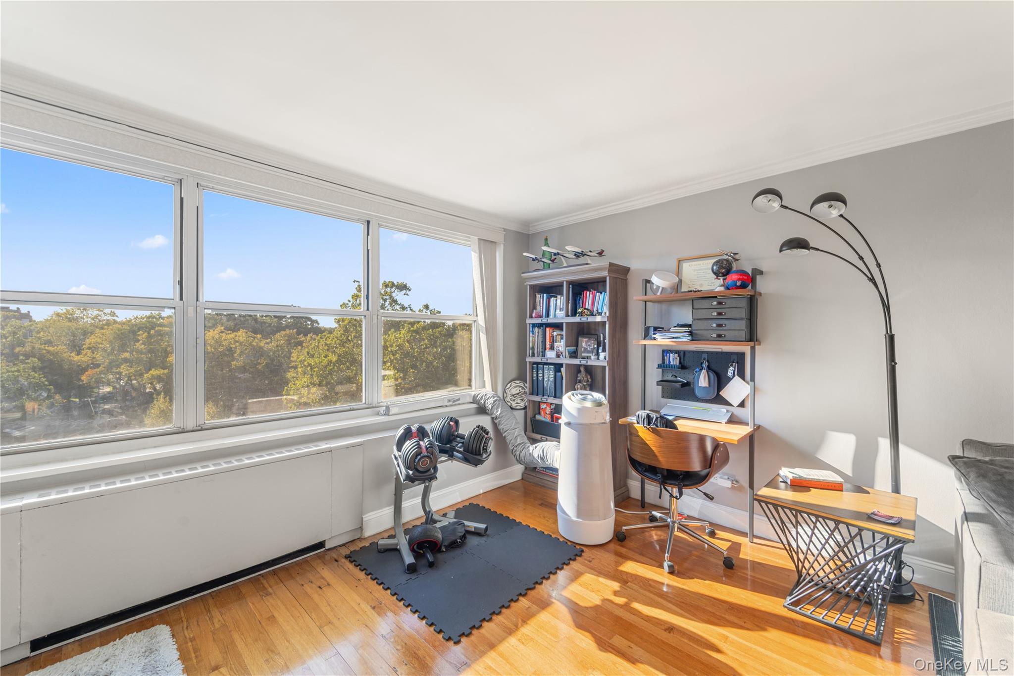 211-40 18th Avenue, Unit 6J Queens, NY 11360 - Photo 9 of 26 a view of a workspace with furniture and a window