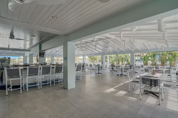 a view of a patio in front of house