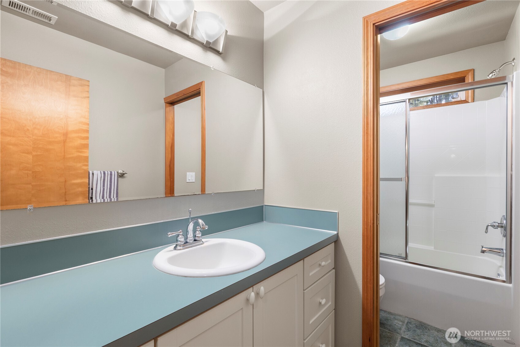 730 Southeast Nelson Road Shelton, WA 98584 - Photo 31 of 40 a bathroom with a sink and a mirror