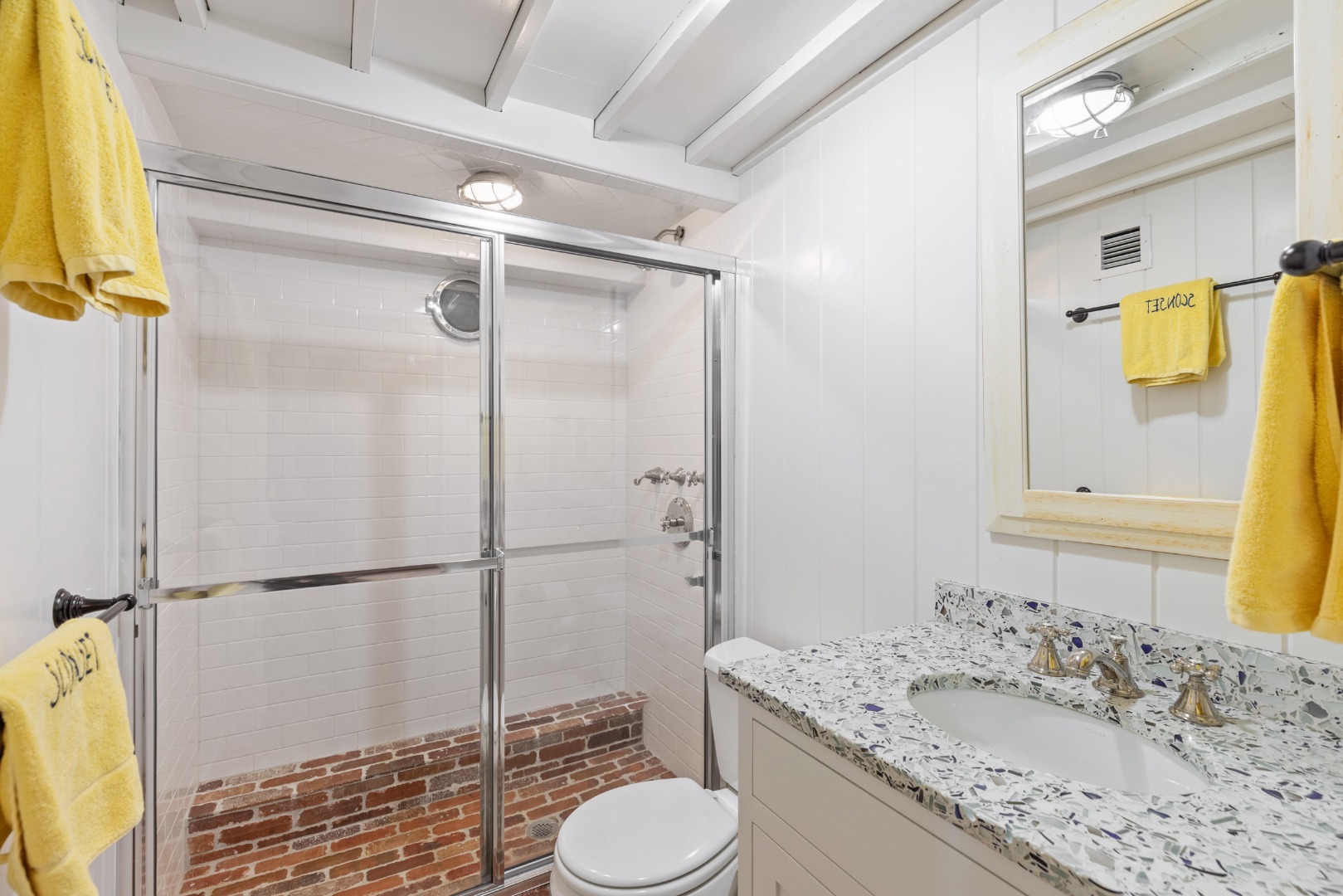 3 North Gully Road Nantucket, MA 02554 - Photo 29 of 43 a bathroom with a granite countertop sink toilet and shower
