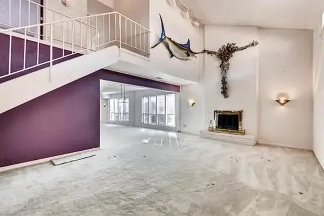 a view of an entryway with a fireplace