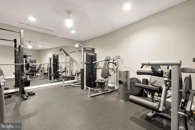 a view of a room with gym equipment