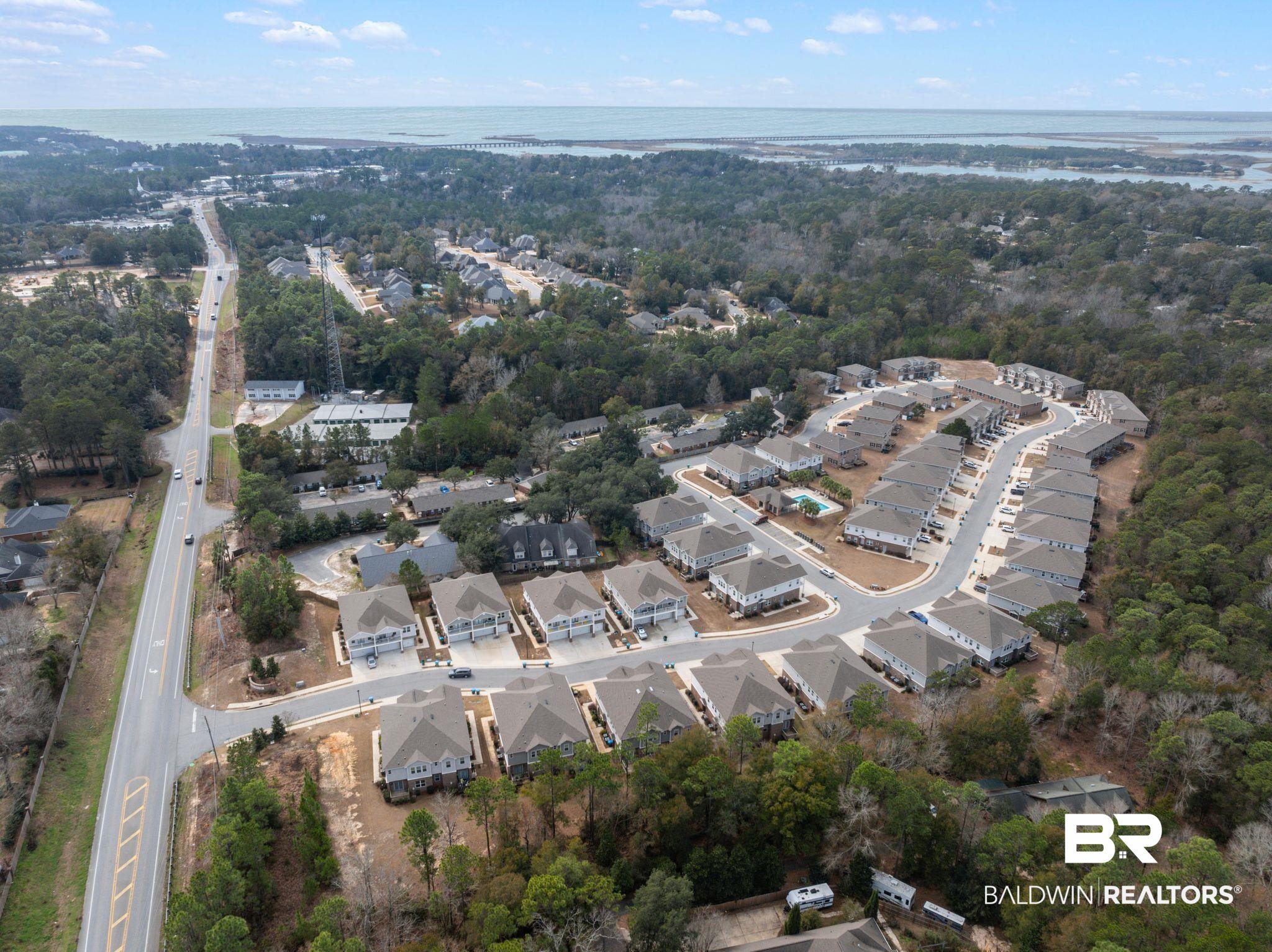 6903 Spaniel Drive, Unit B Spanish Fort, AL 36527 - Photo 28 of 28 Bird's eye view with a residential view and a water view