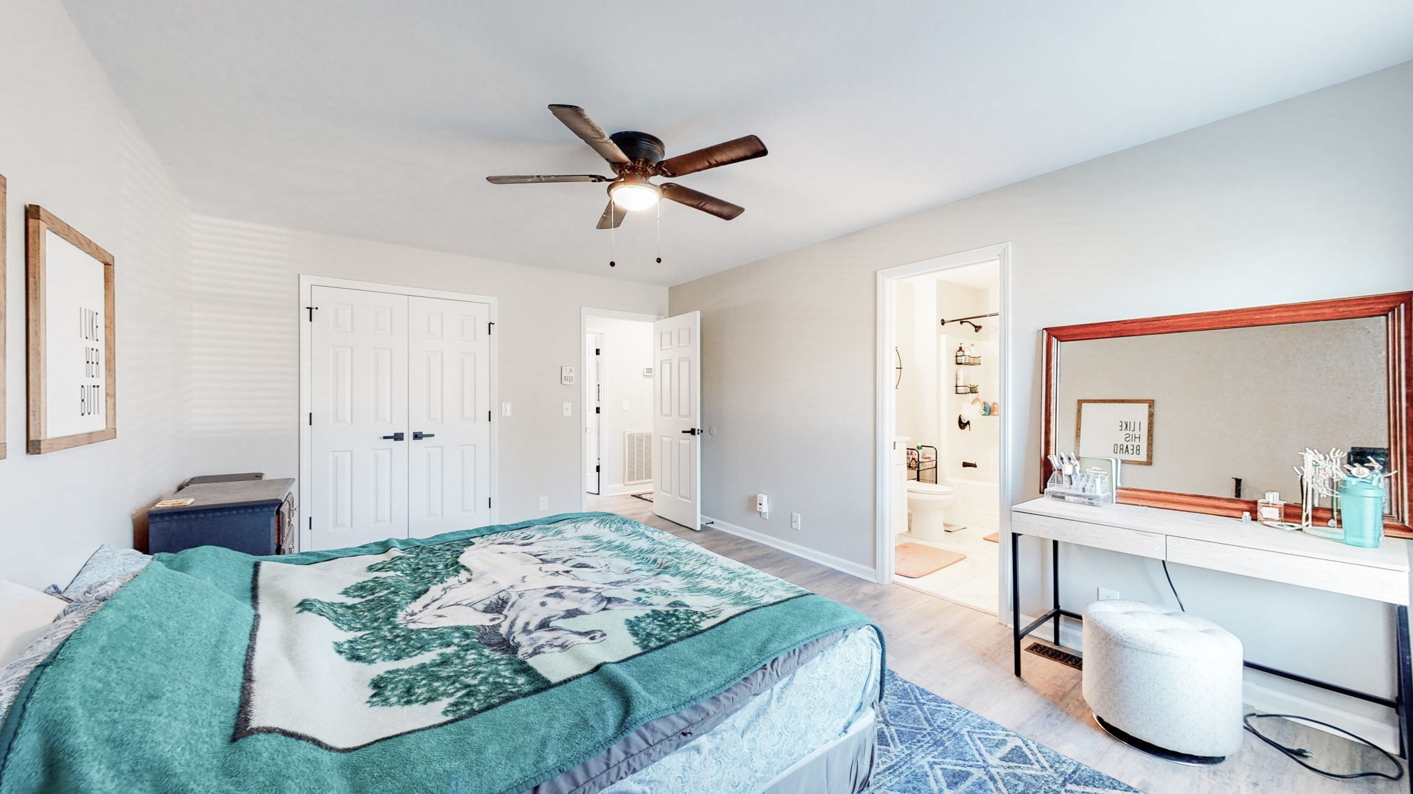 506 Thatcher Trace Murfreesboro, TN 37129 - Photo 11 of 22 a spacious bedroom with a bed and a chandelier