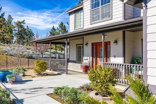 a view of backyard with outdoor seating and plants