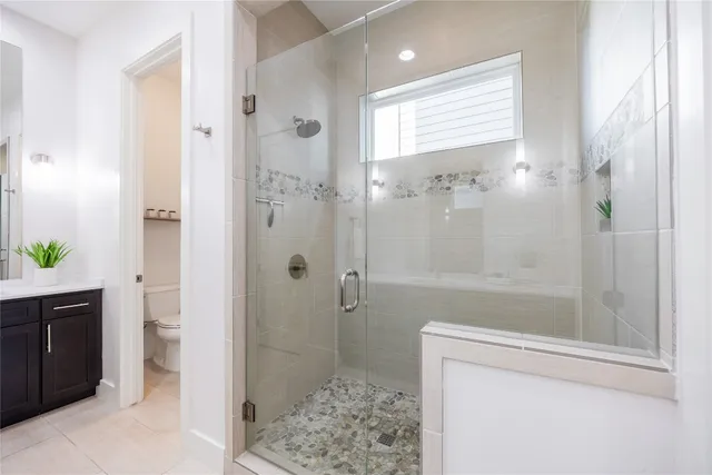 a bathroom with a shower