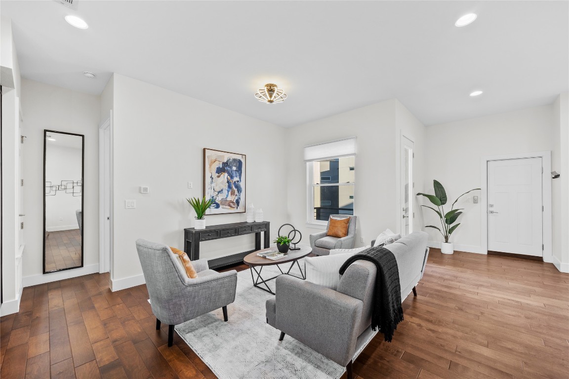 4300 Mansfield Dam Road, Unit 621 Austin, TX 78734 - Photo 7 of 34 a living room with furniture and a wooden floor