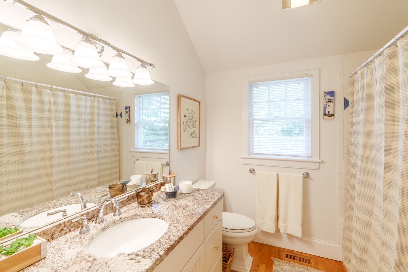 165 West Tisbury Road Edgartown, MA 02539 - Photo 20 of 29 a bathroom with a granite countertop sink toilet and shower