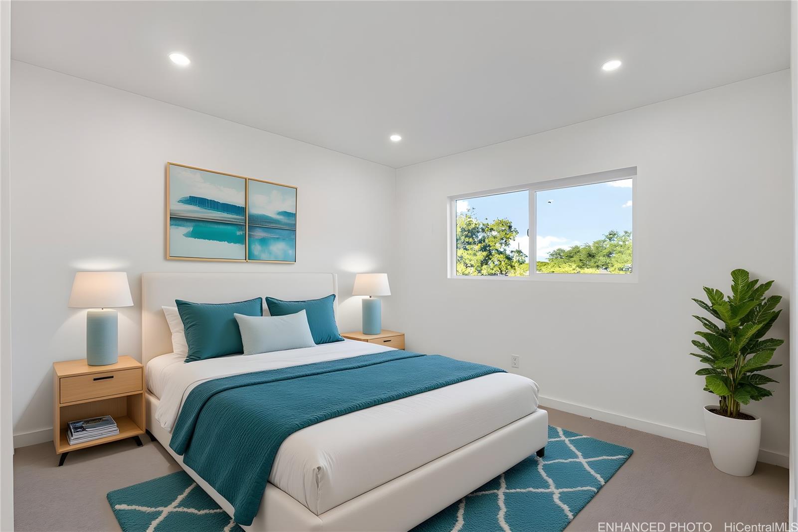 84-1036 Noholio Road Waianae, HI 96792 - Photo 13 of 25 Enhanced photo of primary upstairs bedroom with virtual staging.