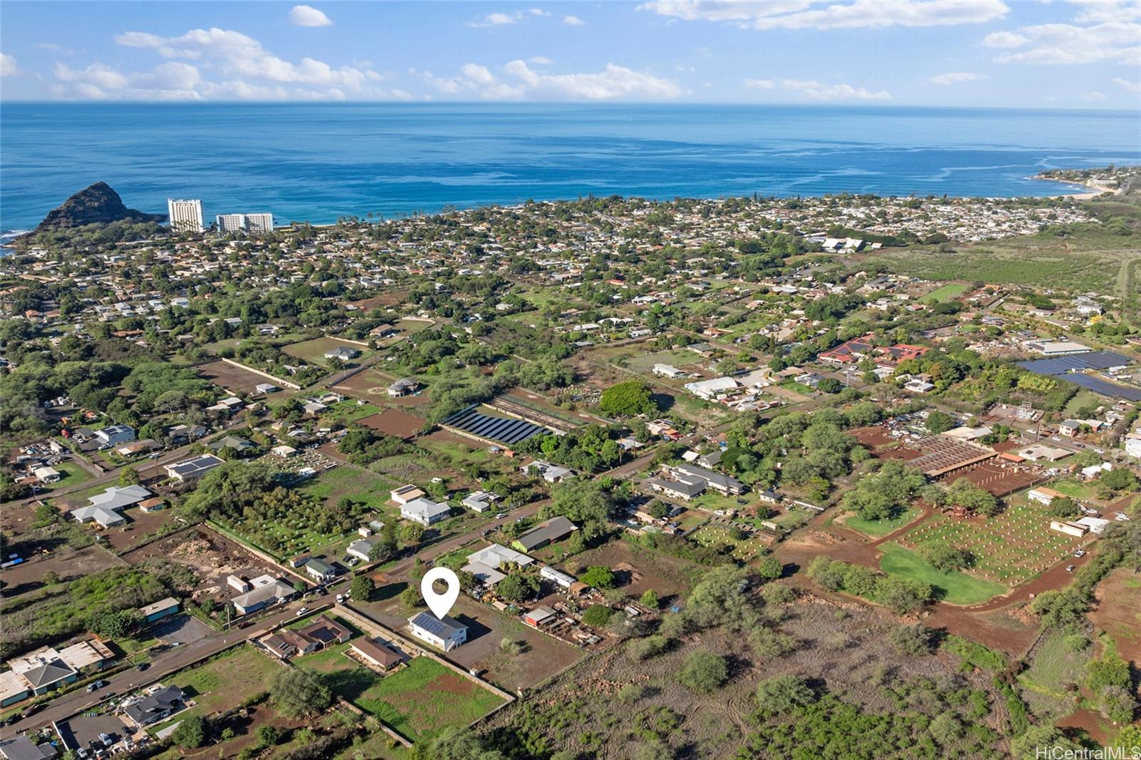 84-1036 Noholio Road Waianae, HI 96792 - Photo 25 of 25 marker points to the house, note the size of the land and proximity to the ocean!
