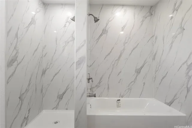 a bathroom with a bathtub