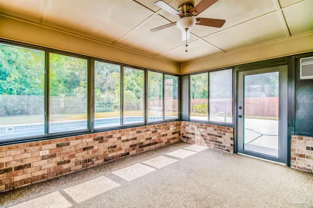 a large room with windows