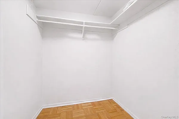 a view of small space with racks on the wall
