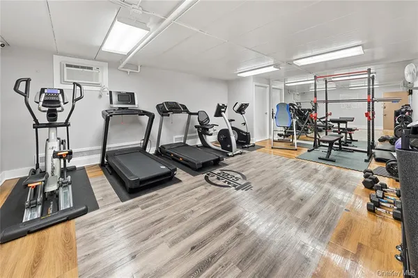 a view of a room with gym equipment