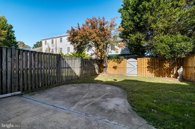 a view of a park with large trees