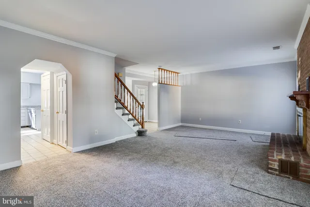 a view of a livingroom with wooden floor and a potted plant